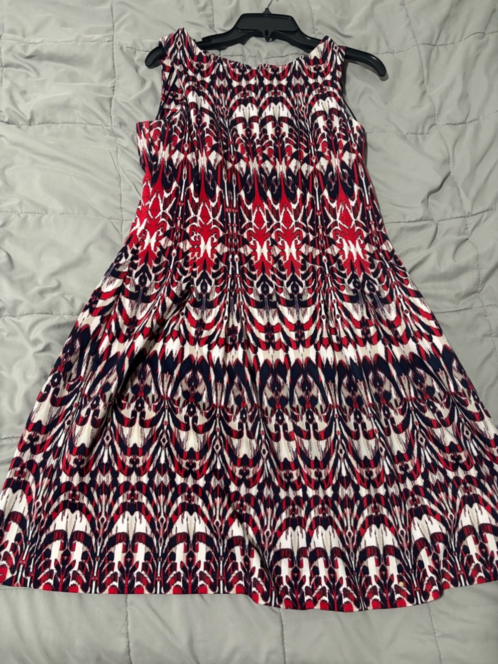 Danny & Nicole Red, Navy & White Sleeveless Midi Dress